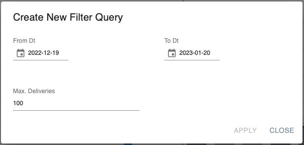 Filter query popup
