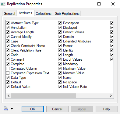 Replication properties - Attributes