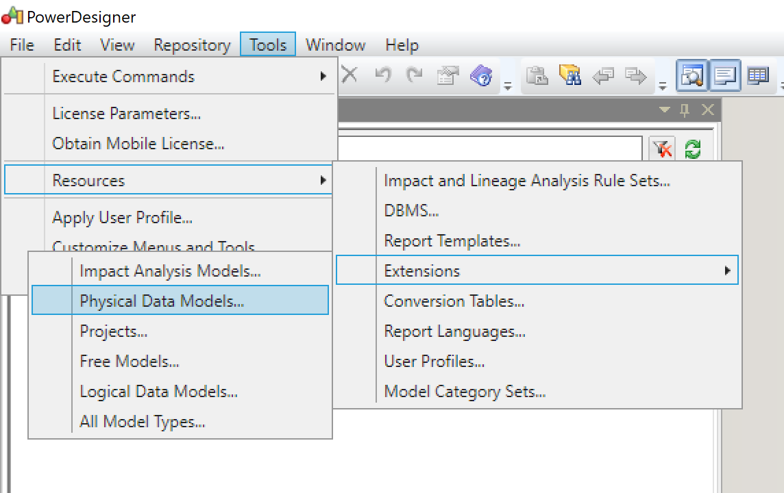 Change Physical Model Resource settings