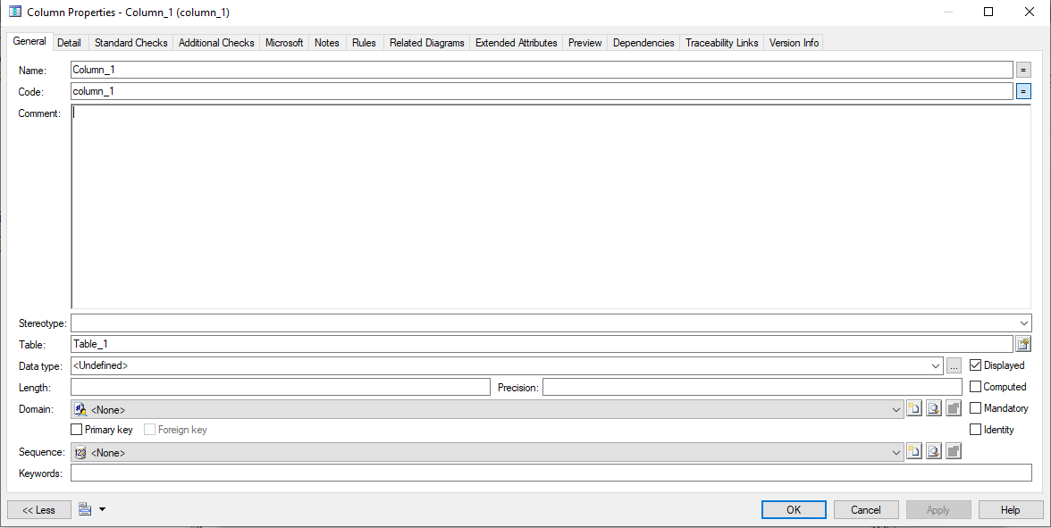 Column Properties