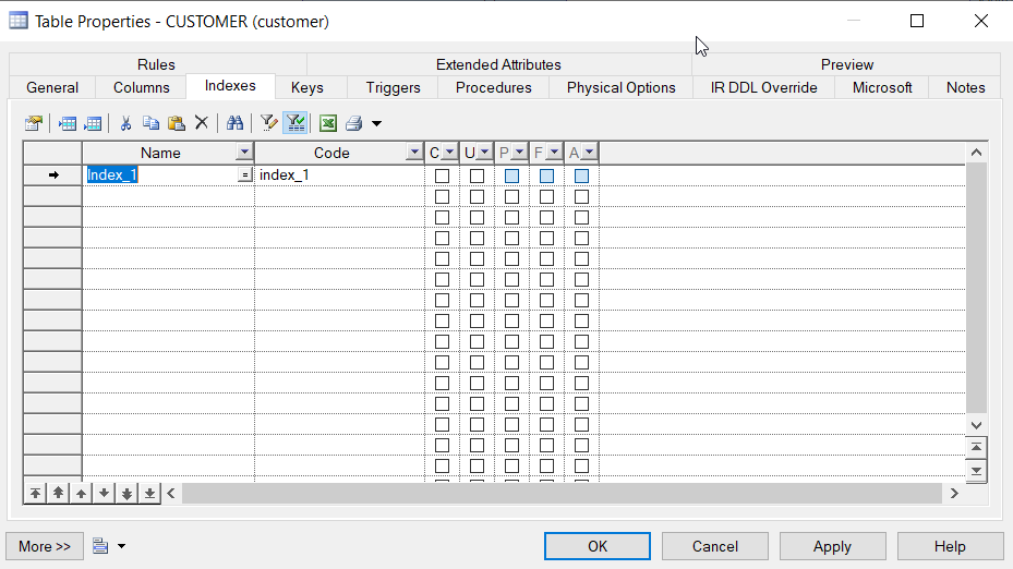 Index properties