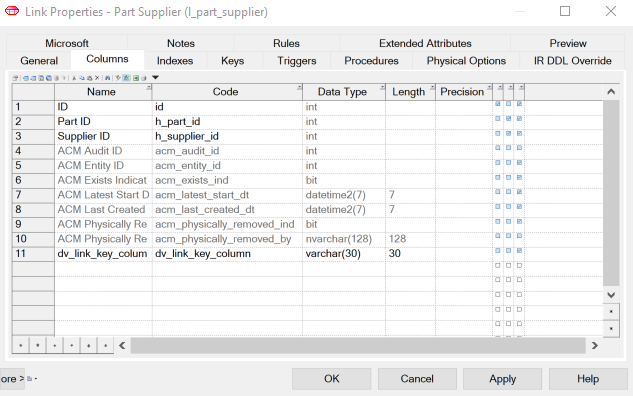 Column properties