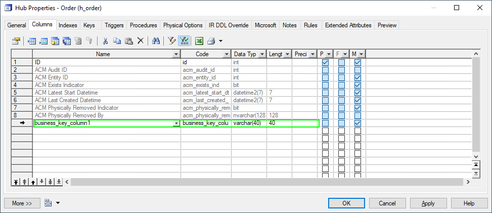 Column properties