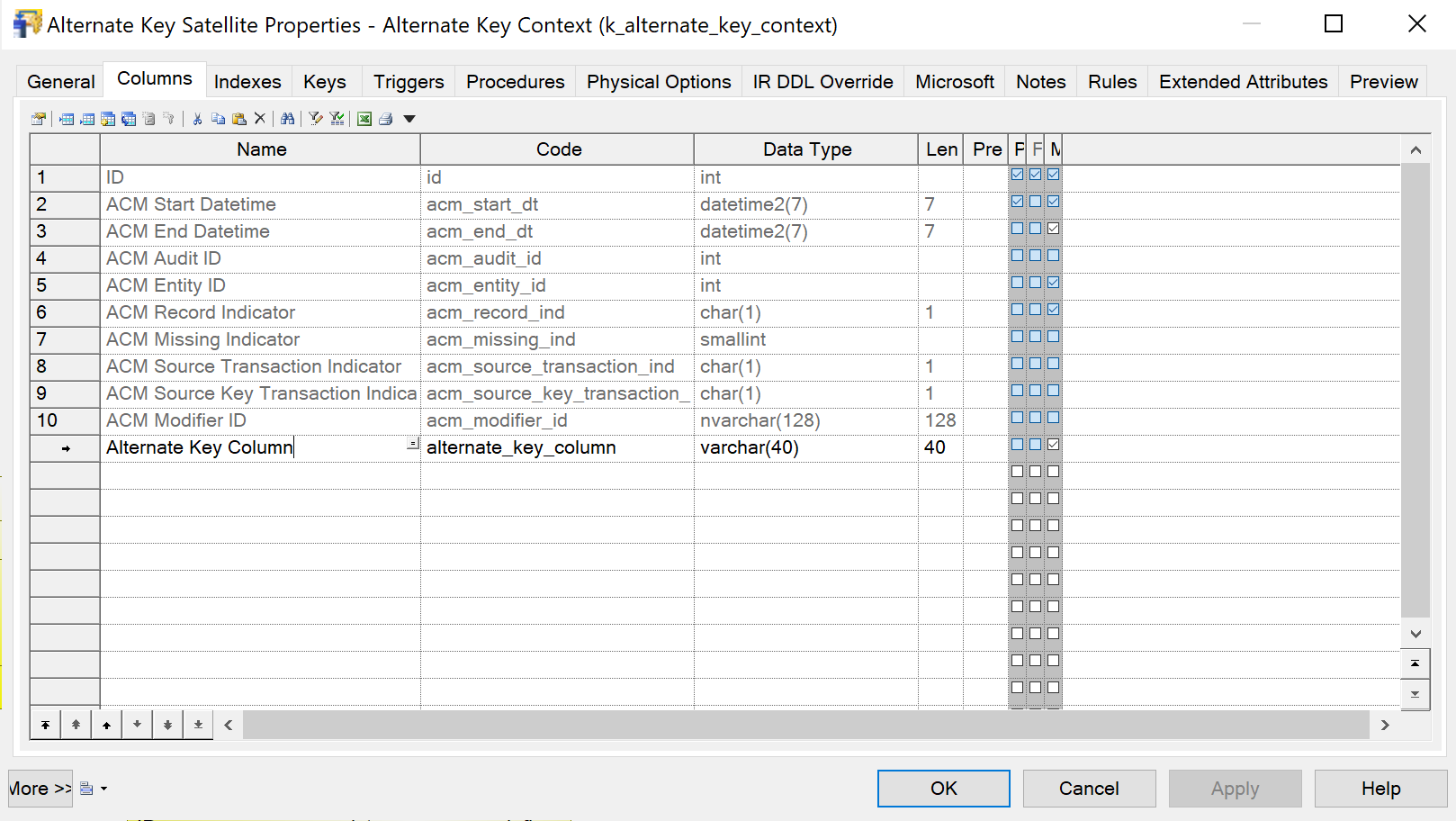 Alternate key column