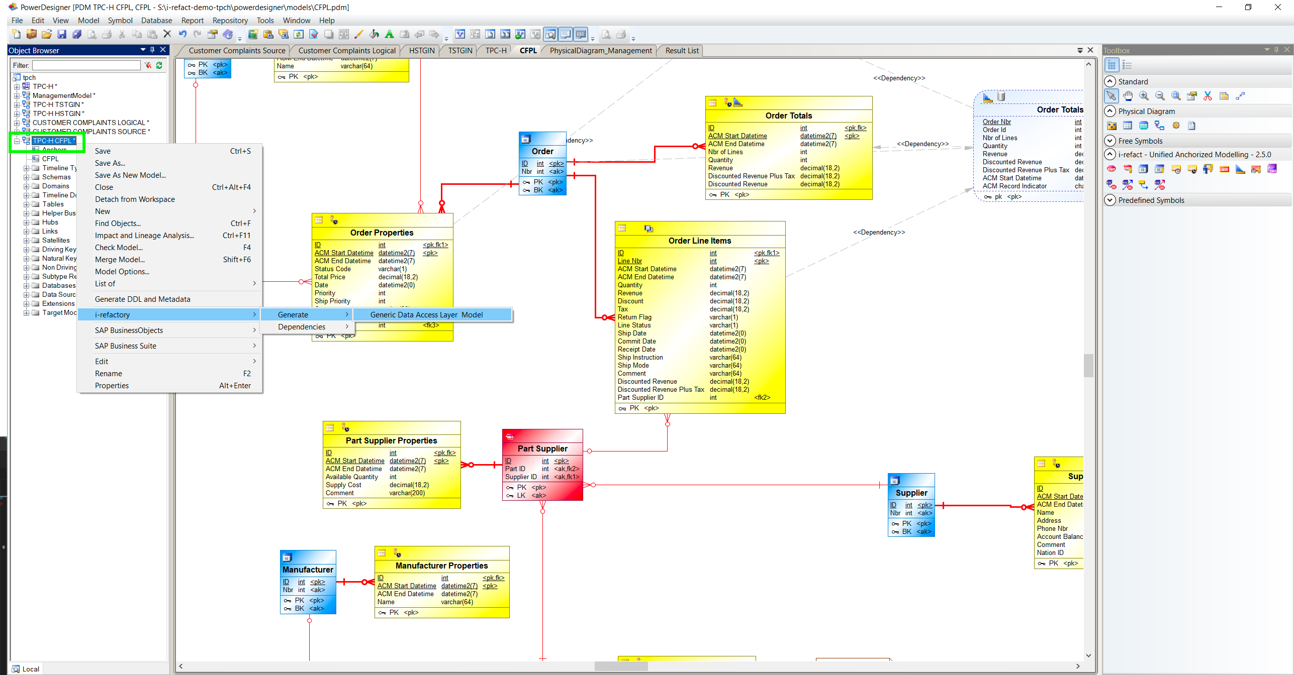 generate generic data access model in object browser