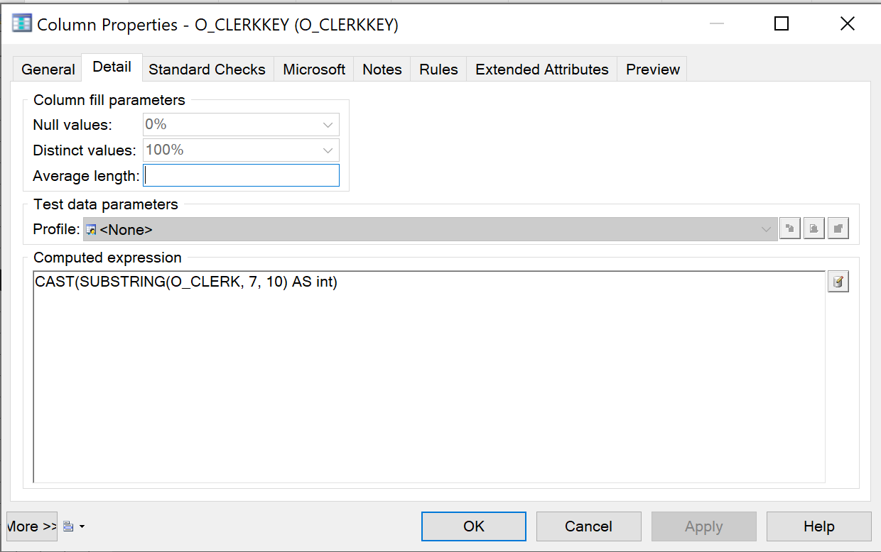 Computed column for clerk number