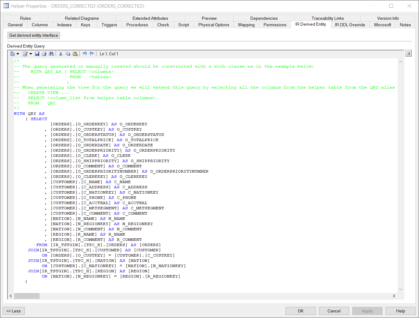 Predefined query