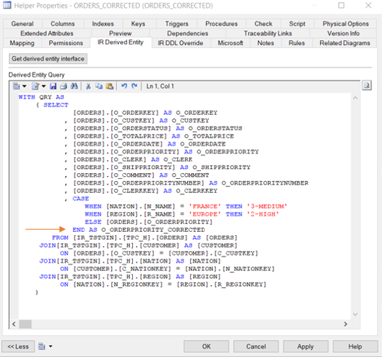 Modified helper query