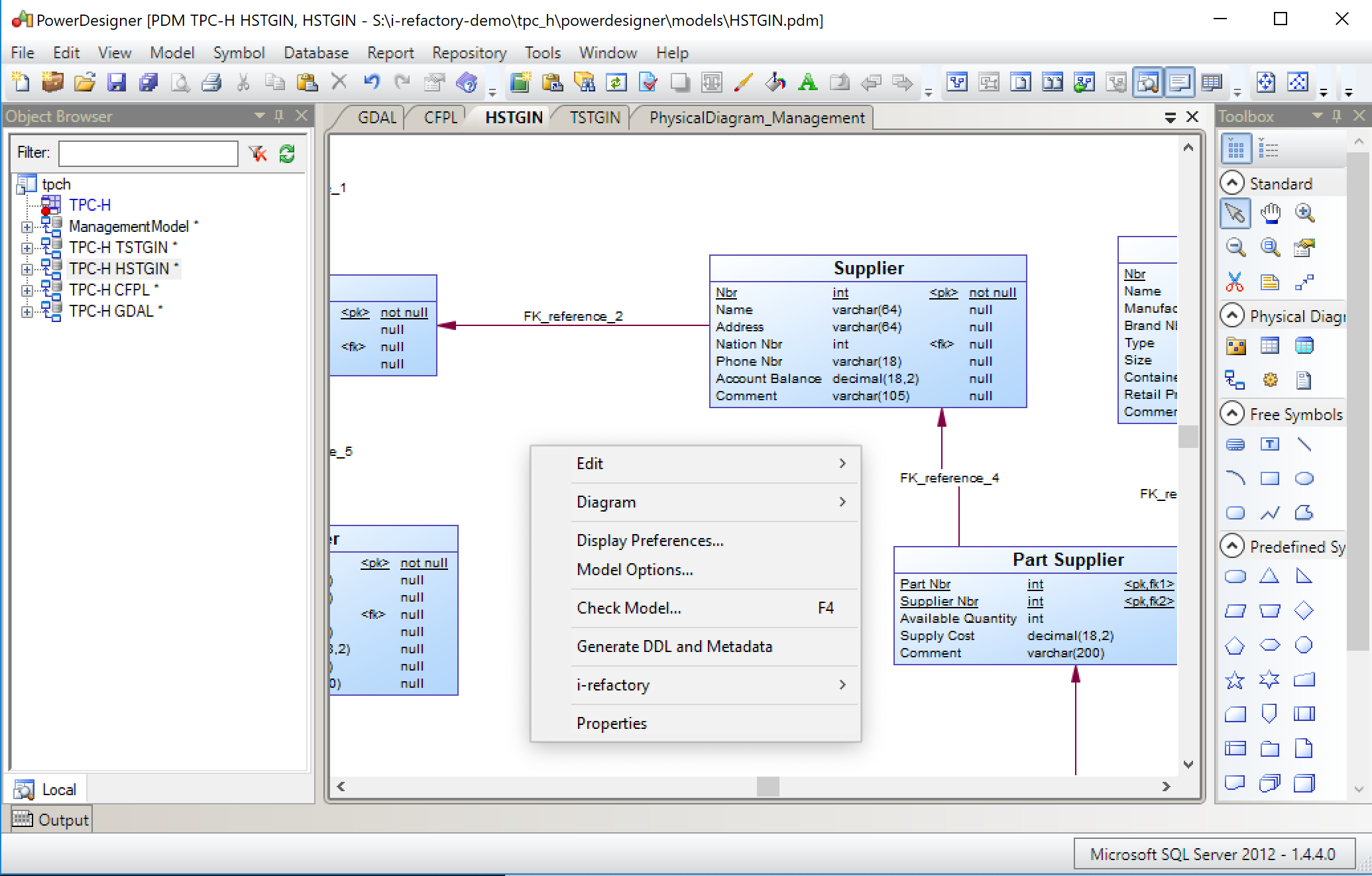 Export metadata and ddl menu