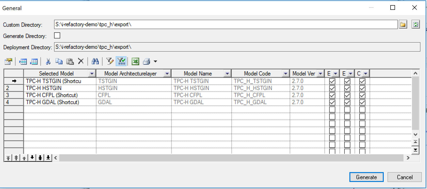 Export metadata and ddl