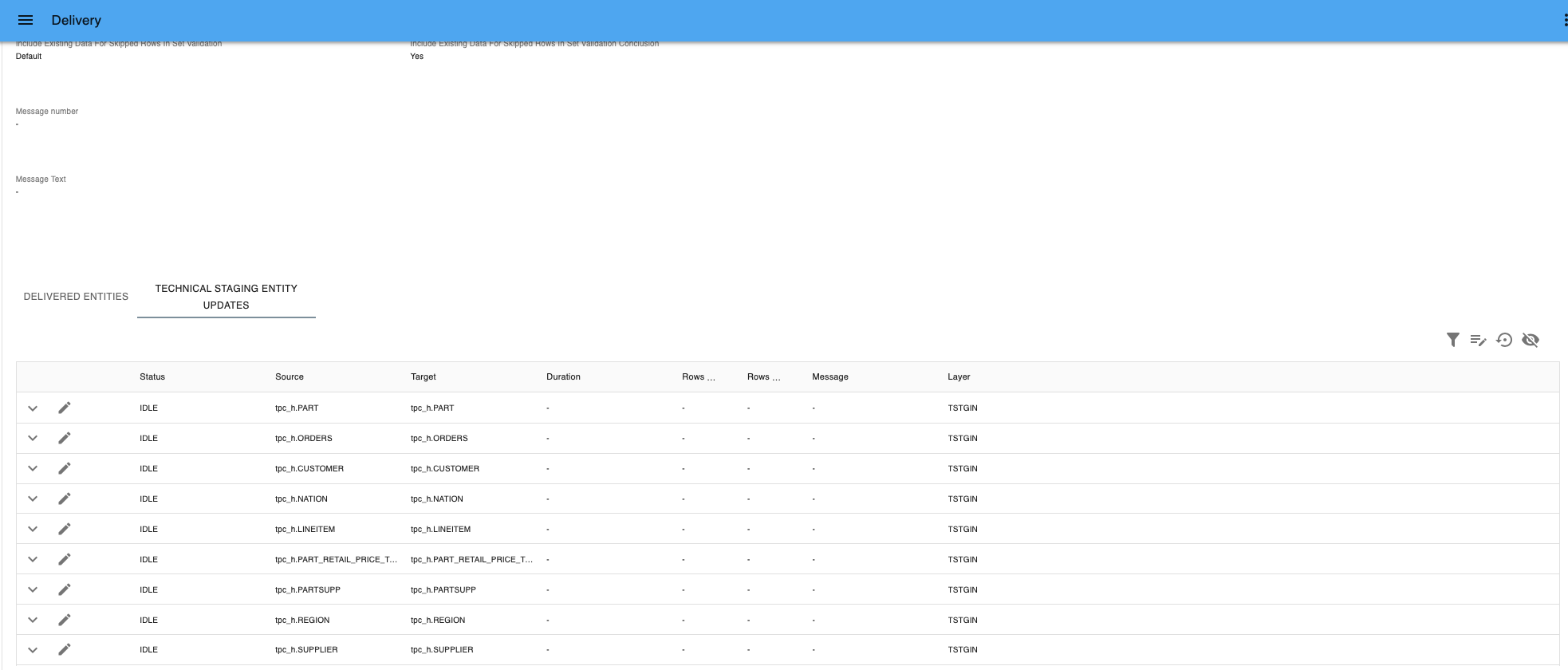 Technical Staging Entity Updates