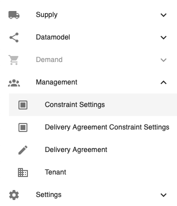 Menu constraint settings